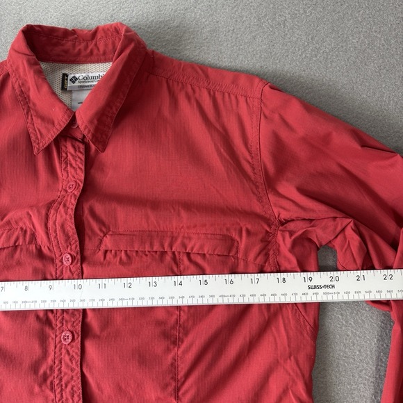 Columbia Omni Dry GRT Women's S Red Long Sleeve Button Down Shirt Outdoor Hiking - Picture 6 of 16